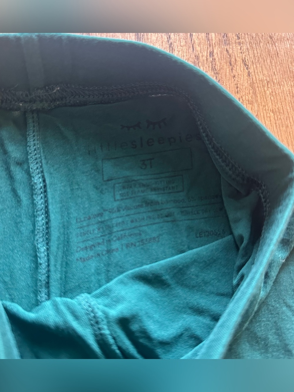 Little Sleepies Bamboo Pajamas Long Sleeve and Pants Set - emerald green Sz 3T - Picture 3 of 5